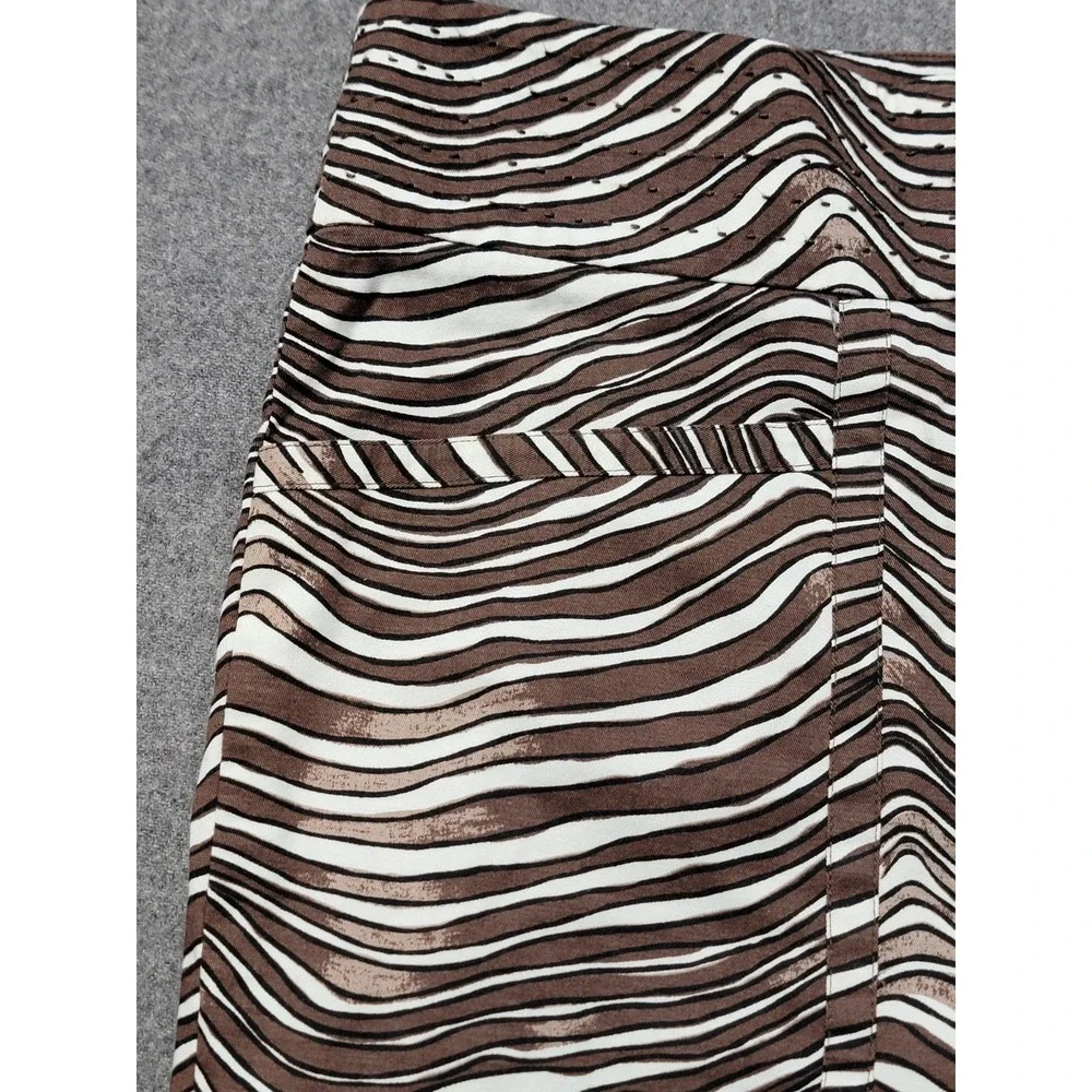 Tory Burch Women's Skirt Size‎ 4 Brown White Zebra Print Cotton Stretch Mini